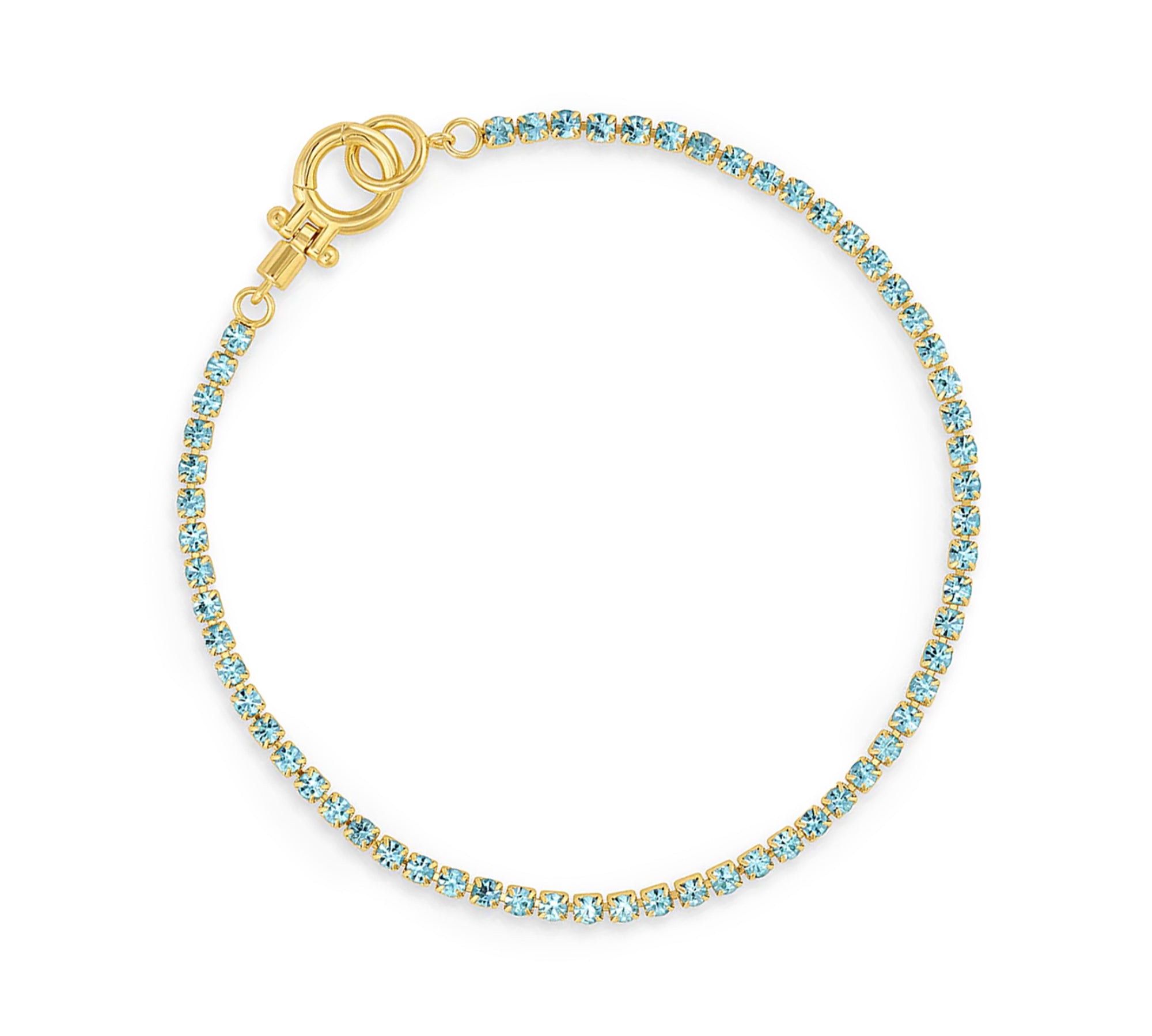 Pulsera tennis lexi circonita celeste enchapada en oro 18K de AMBAR joyería fina