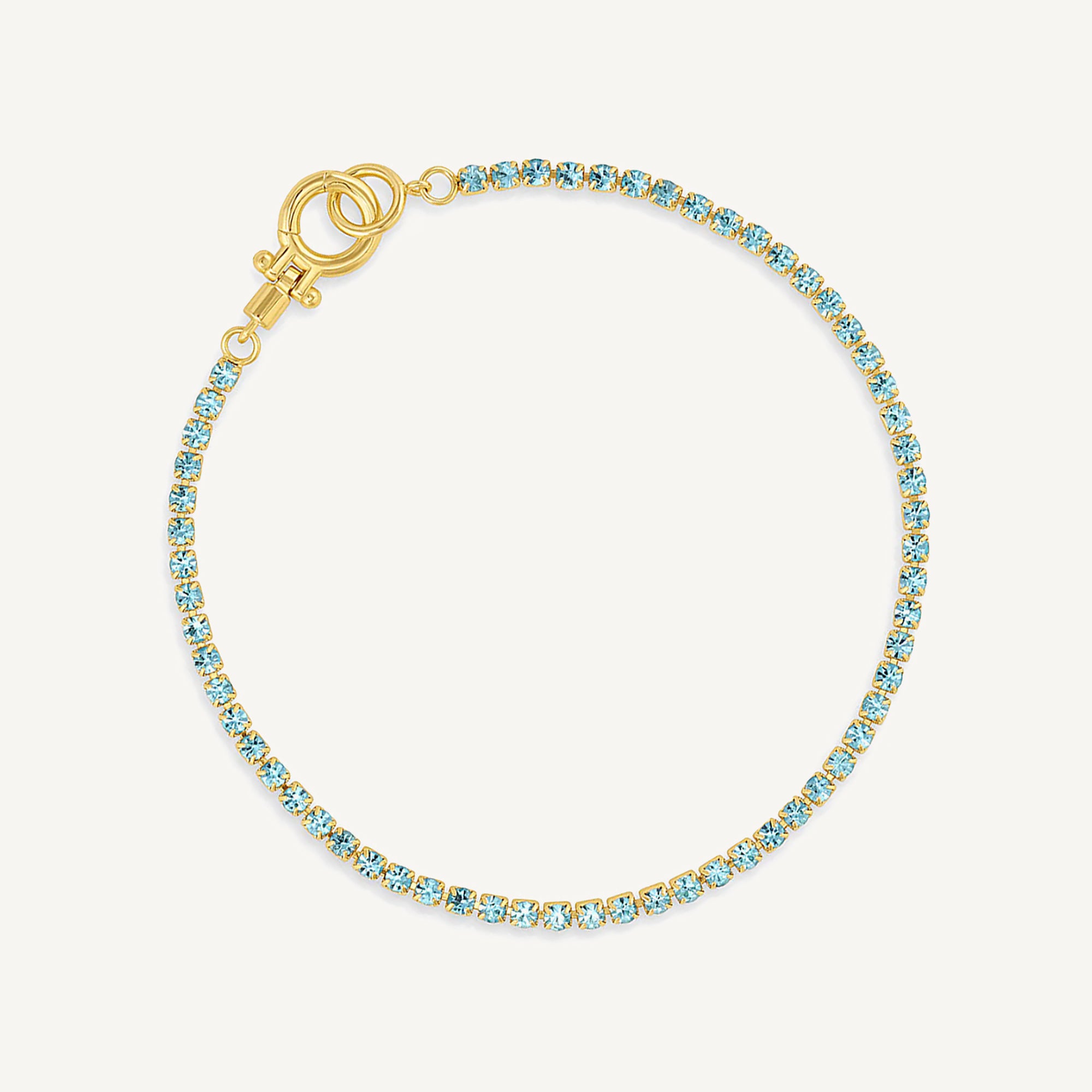 Pulsera tennis lexi circonita celeste enchapada en oro 18K de AMBAR joyería fina