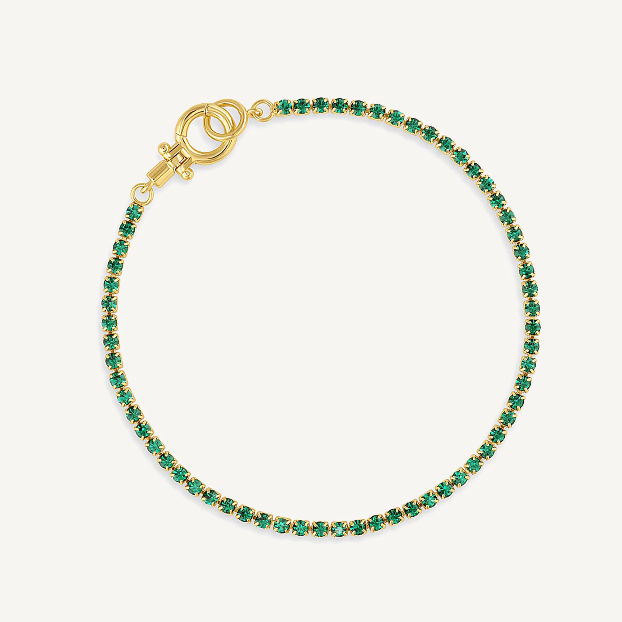 Pulsera tennis lexi circonita verde esmeralda enchapada en oro 18K de AMBAR joyería fina