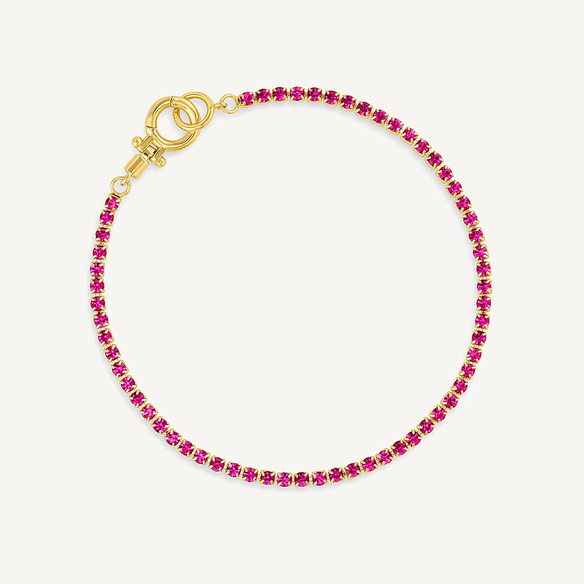 Pulsera tennis lexi circonita color fucsia enchapada en oro 18K de AMBAR joyería fina