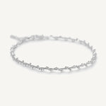 pulsera trenzada con bolitas con extension elaborada en plata 925 de AMBAR joyería
