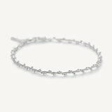 pulsera trenzada con bolitas con extension elaborada en plata 925 de AMBAR joyería