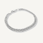 pulsera trenzada con cadenas que le da un efecto diamantado elaborado en plata 925 para AMBAR joyería