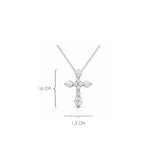 Medida dije de cruz de plata 925 enchapada en rodio y circonitas brillantes.
